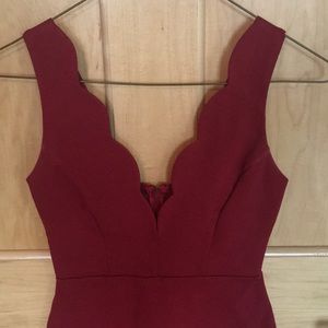 LULU*S midi dress with scallop plunging neckline